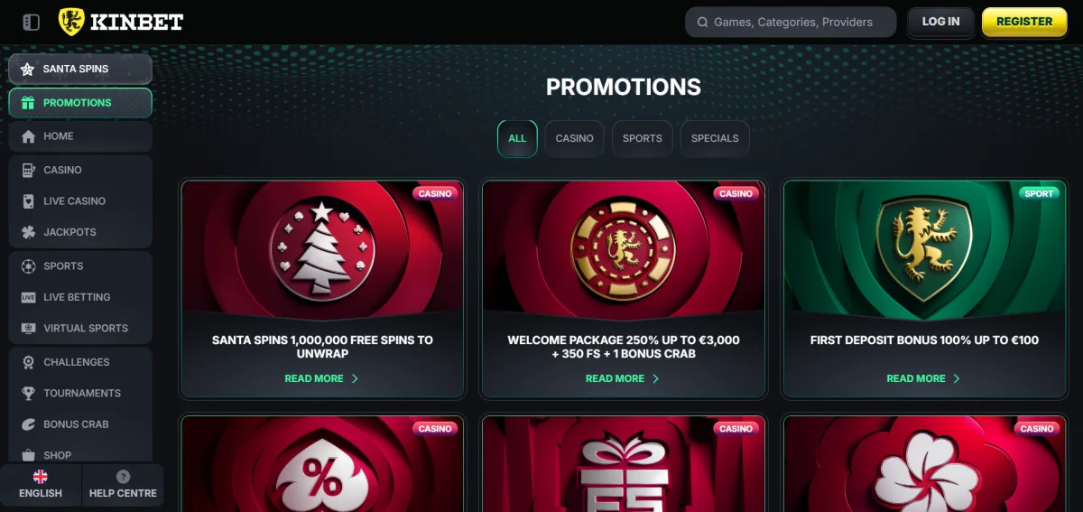 KinBet casino bonus